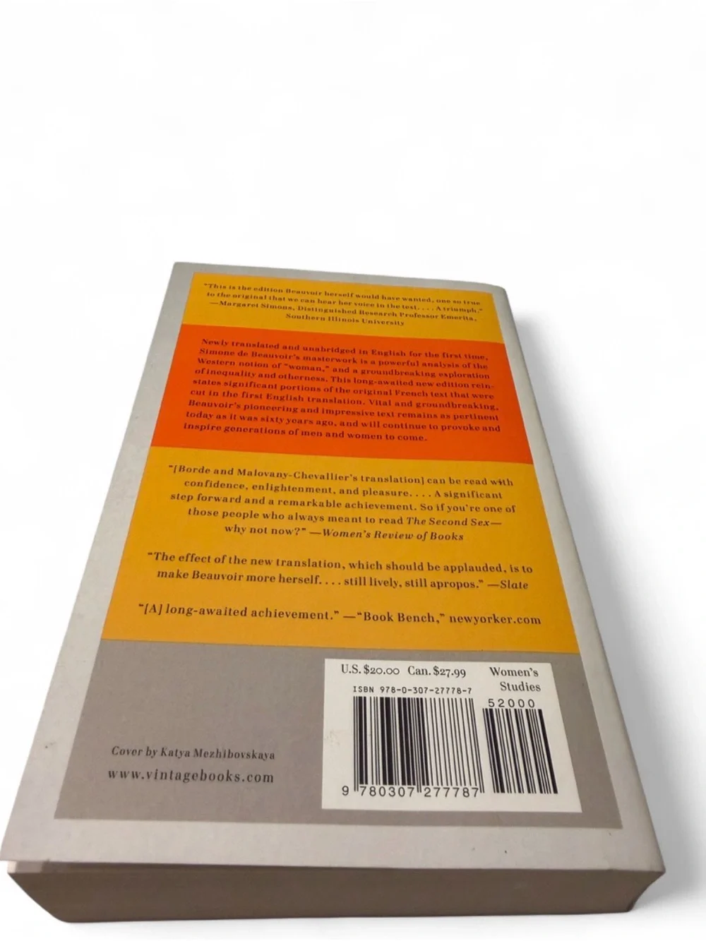 The Second Sex by Simone de Beauvoir - Gray & Orange Paperback